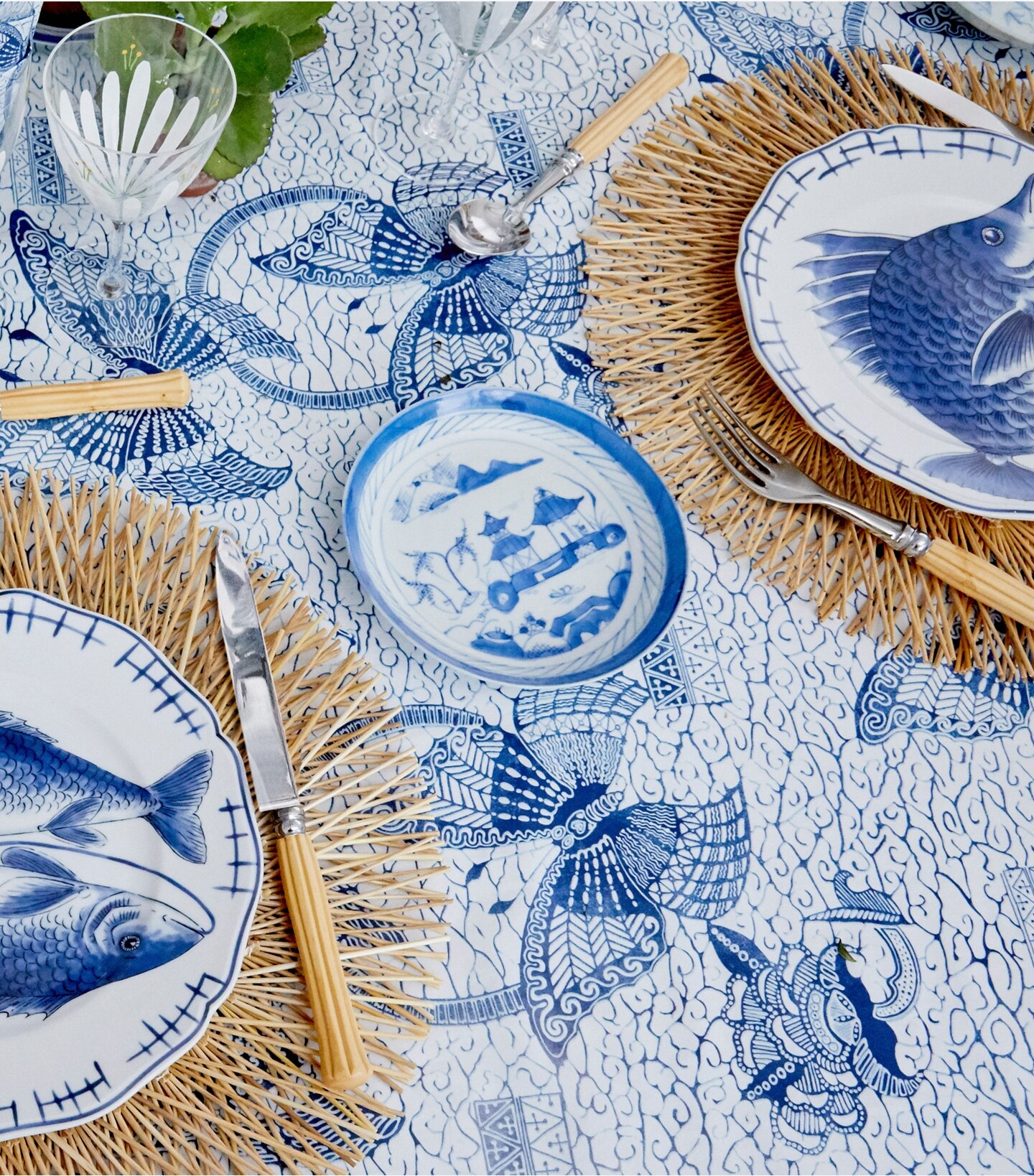 Butterfly Batik Round Tablecloth, 90"